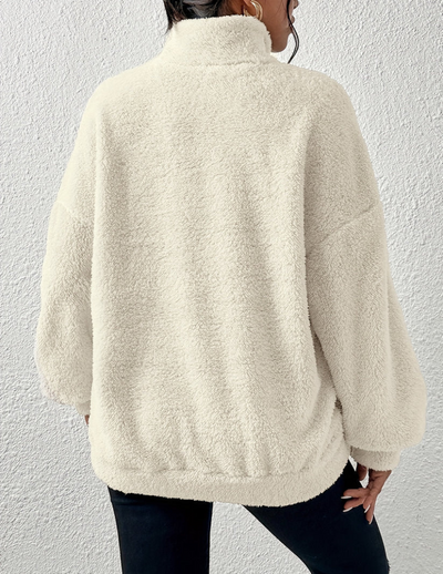Oversized Pullover mit halbem Reißverschluss für Damen