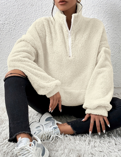 Oversized Pullover mit halbem Reißverschluss für Damen
