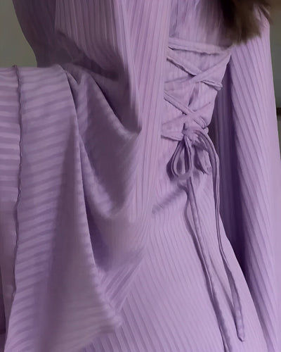 Mechthild | Geripptes Strick-Maxikleid mit Ärmeln