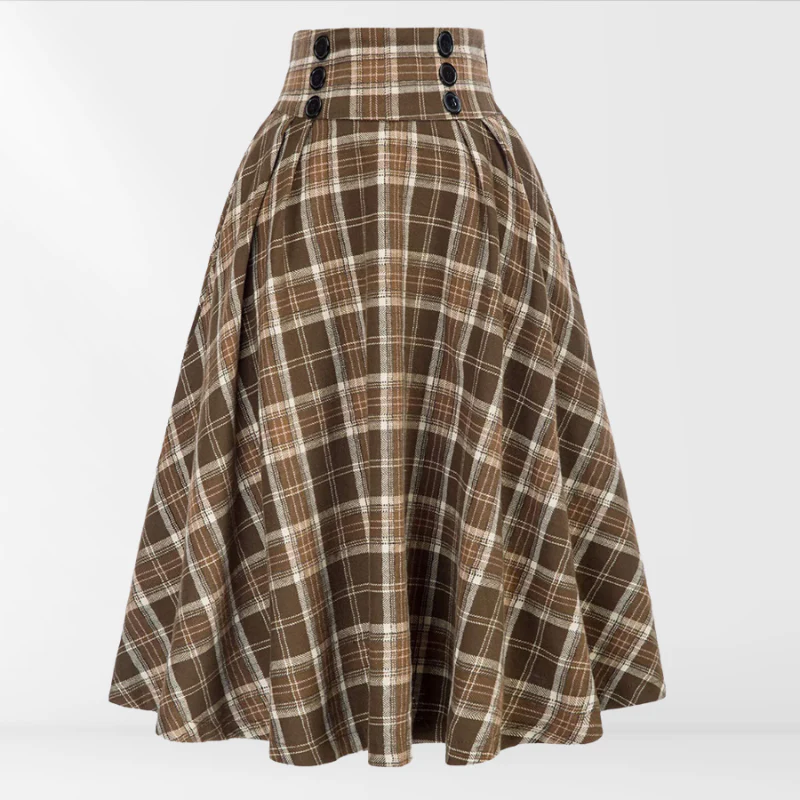 Myrna | Eleganter Midirock mit Karomuster für stilvolle Layering-Looks