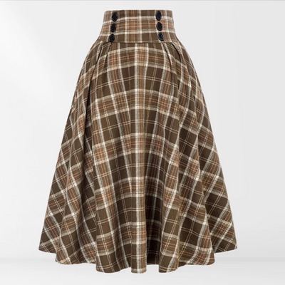 Myrna | Eleganter Midirock mit Karomuster für stilvolle Layering-Looks