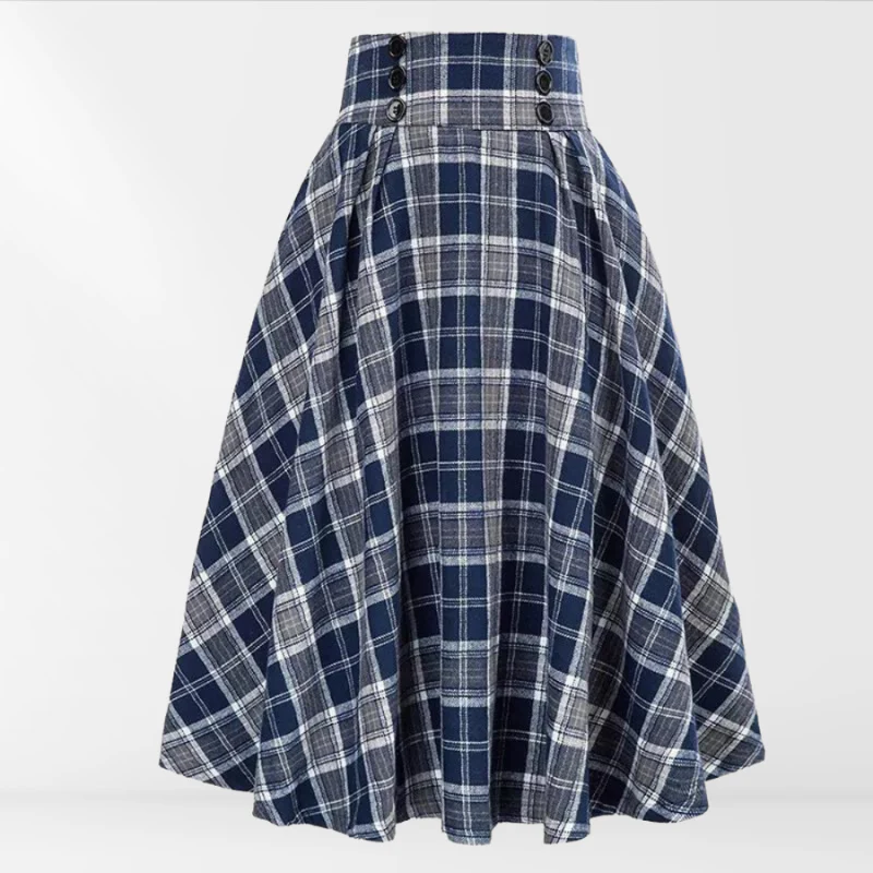 Myrna | Eleganter Midirock mit Karomuster für stilvolle Layering-Looks