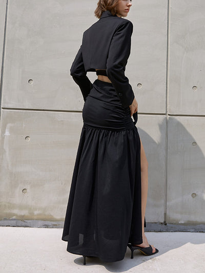 Emilia | Elegantes Zweiteiler-Set mit Cropped Blazer & Maxi-Rock