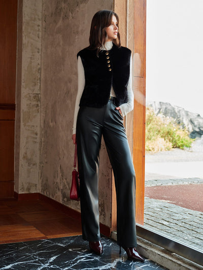 Gilet de fausse fourrure à col rond