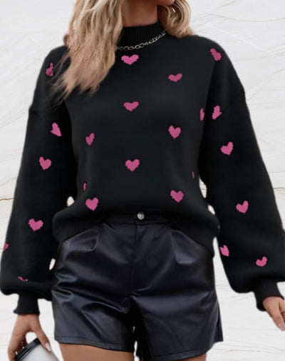 Peyton® | Übergroßer Pullover mit Rundhalsausschnitt und Herzdruck