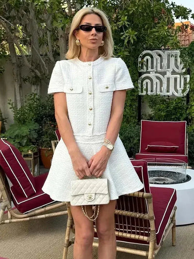 Joan | Elegantes Strickkleid mit Goldenen Details