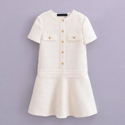 Joan | Elegantes Strickkleid mit Goldenen Details