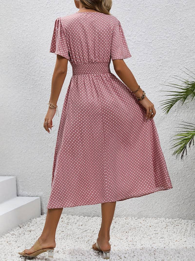 Bettina – Kurzarmkleid Damen Allover-Print Für Frühling Sommer