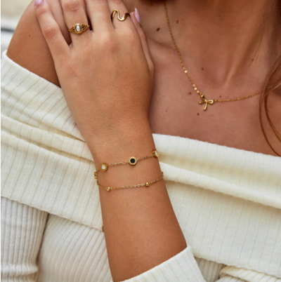 Onyx Weißer Stein Armband