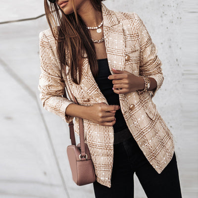 Sela – eleganter, karierter Blazer mit Knopfverschluss und Taschen für Damen