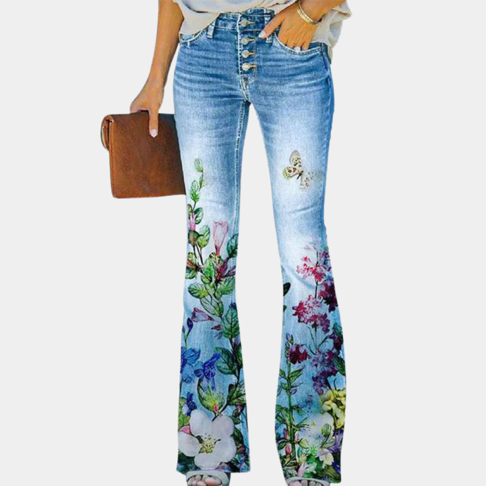 Rosmunda - trendige ausgestellte damenjeans mit modischen knöpfen
