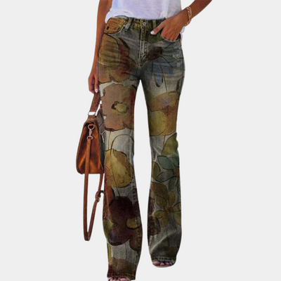 Rosmunda - trendige ausgestellte damenjeans mit modischen knöpfen