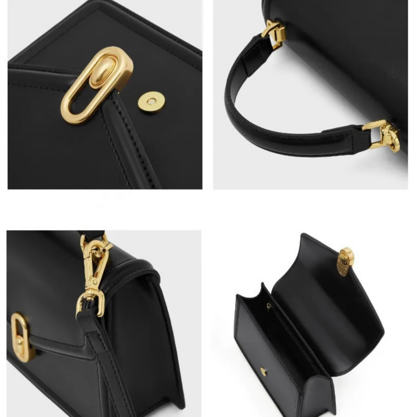 Elena | Strukturierte Damenhandtasche mit Top-Handle & goldfarbenem Verschluss – Elegante City-Bag