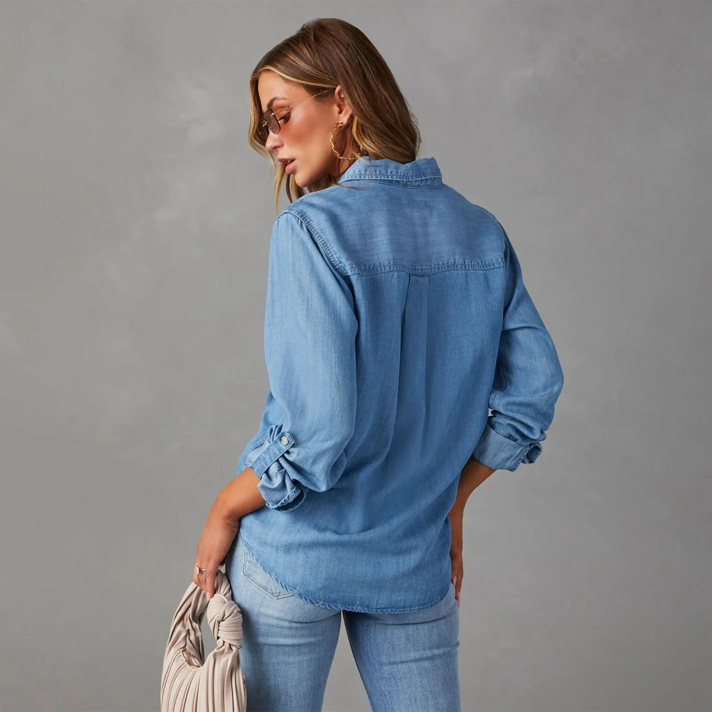 Klassische Damen Jeansbluse