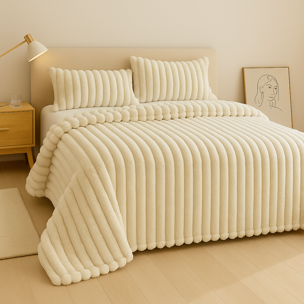 Aurevia | Flanelldecke mit Kordelzug und kuscheliger Felloptik