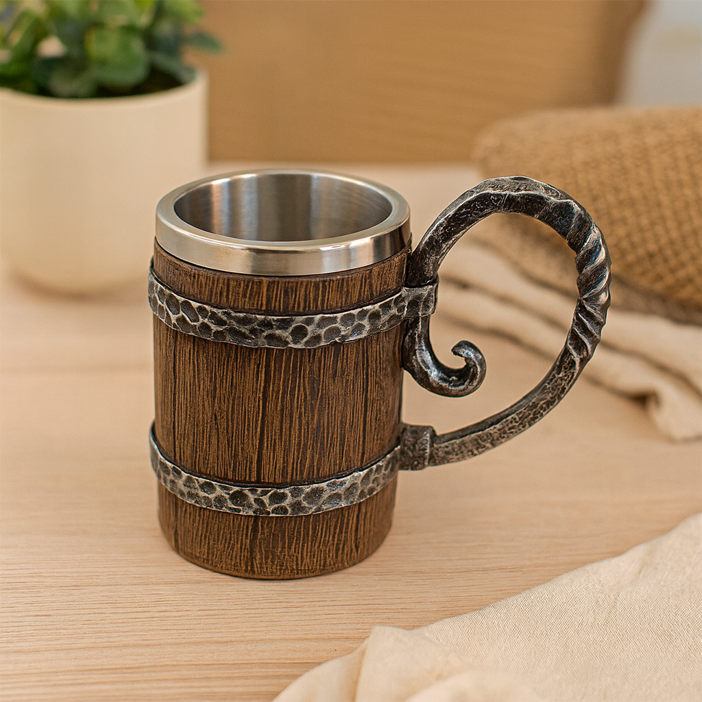 Vintage Bierkrug mit Edelstahl – Perfekt für Oktoberfest