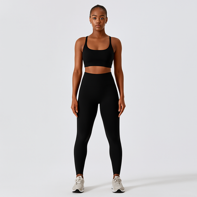 Nahtloses Yoga- und Pilates-Set für Damen – Sport-BH, Shorts mit hoher Taille und Leggings