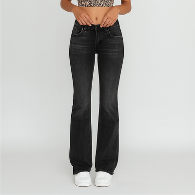Eve – Damen Washed Flare Jeans – Casual Fit mit Taschen