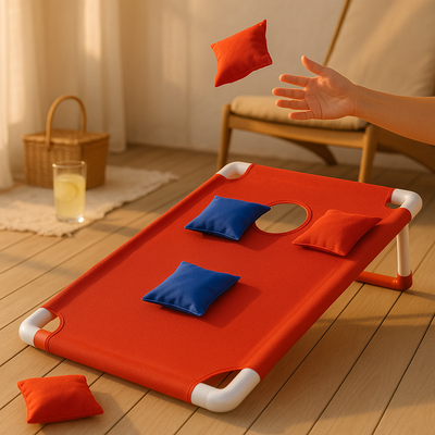 Bohnensack-Wurfspiel – Faltbares Rasenspiel mit 6 Bohnensäcken für Kinder und Erwachsene