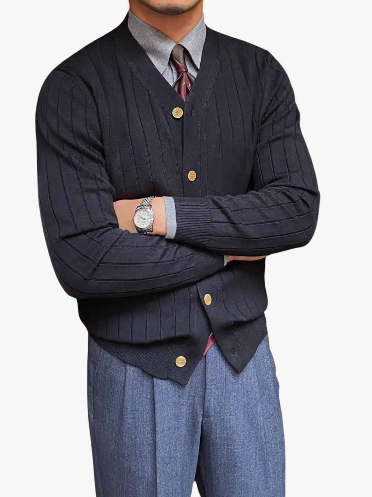 Andrew | Herren-Cardigan mit V-Ausschnitt