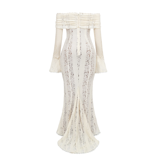 Lizzy | Vintage-Spitzen-Maxikleid mit schulterfreiem Design