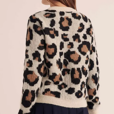 Leopardenmuster Damen Strickcardigan
