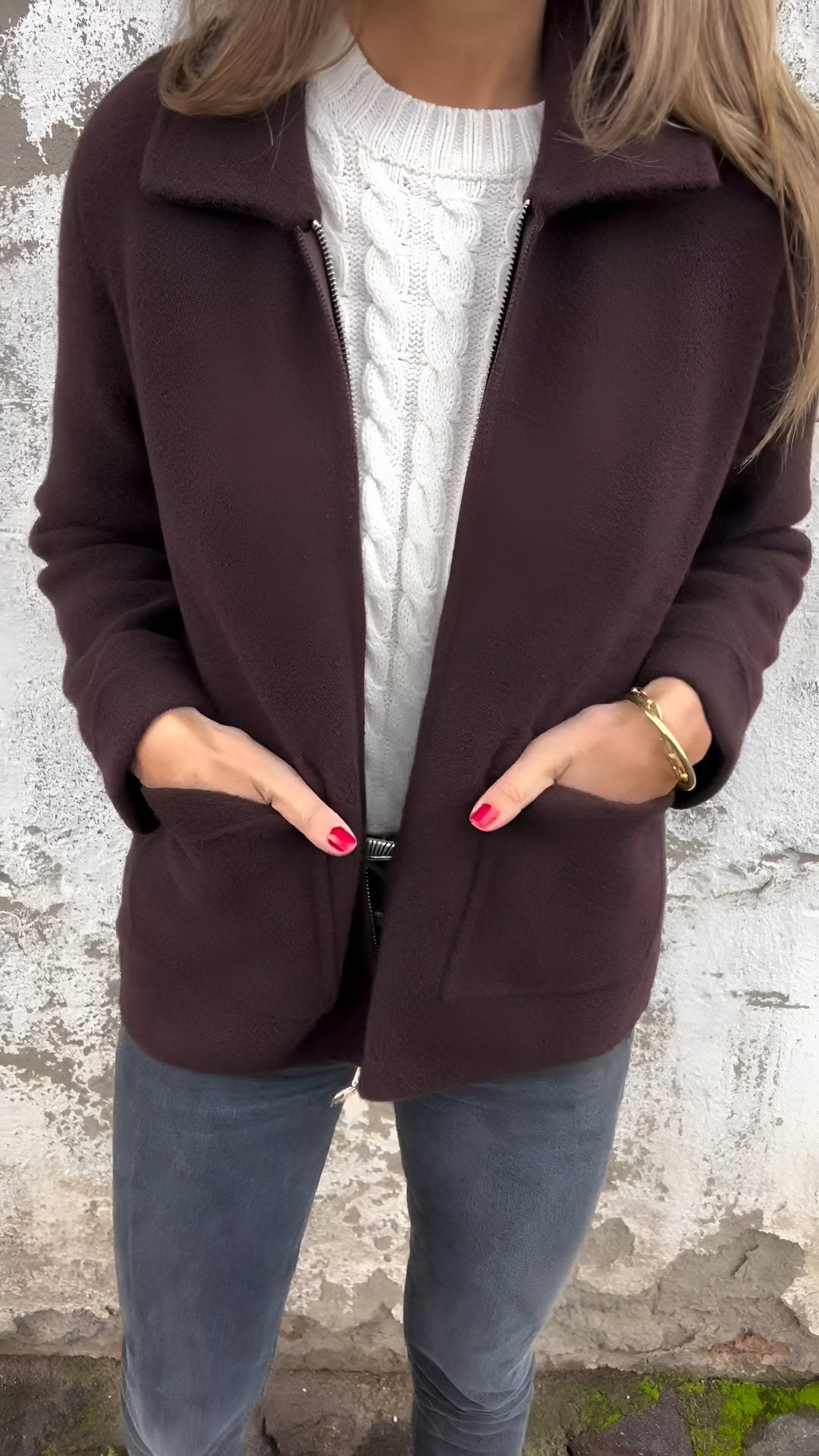 Valentina® | Wildlederjacke mit Reverskragen und Reißverschluss