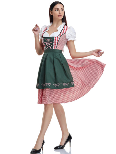 Damen Dirndl Kleid Baumwolle Trachtenkleid Oktoberfest Stil