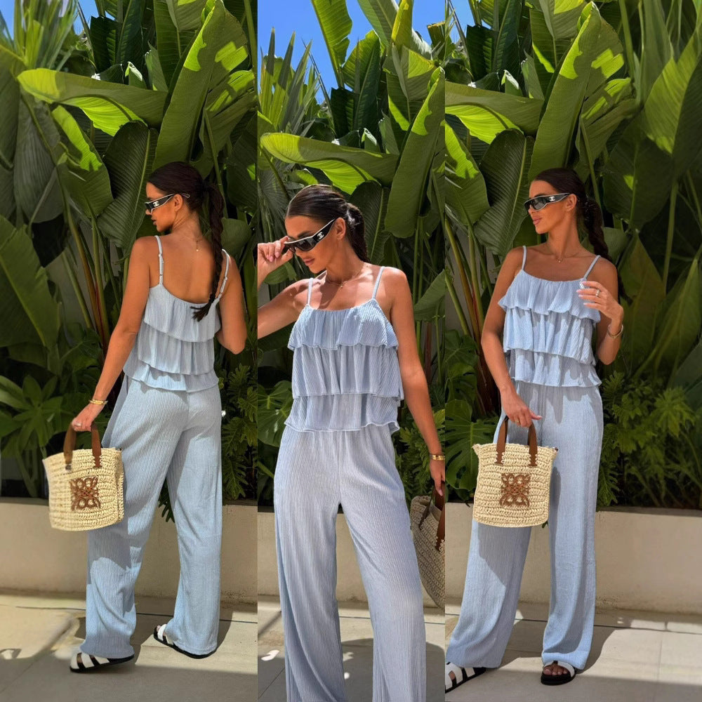 Damen Jumpsuit Elegant Mit Volants Leicht und Bequem