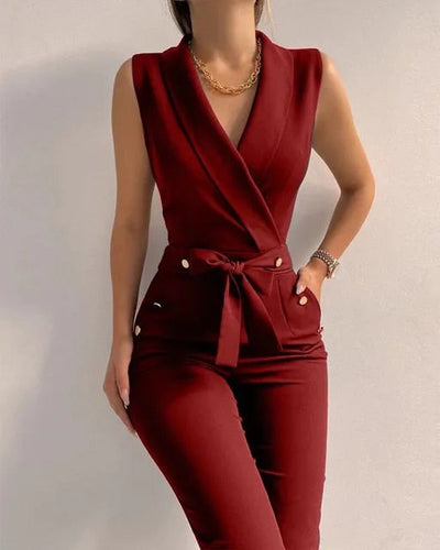 Damen Jumpsuit Mouwlos Elegant Hochwertig