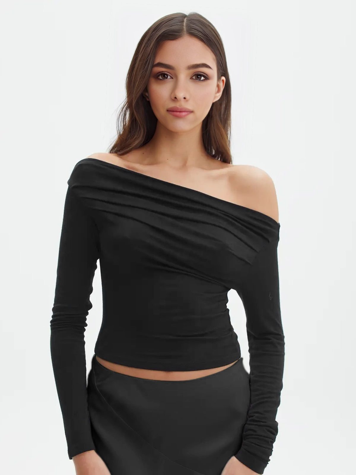 Damen Langarmshirt Jersey Off-Shoulder Elegant Oberteil