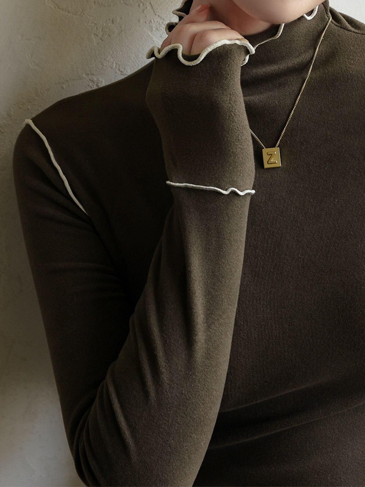 Damen Langarmshirt Polyester Hochkragen Slim Fit