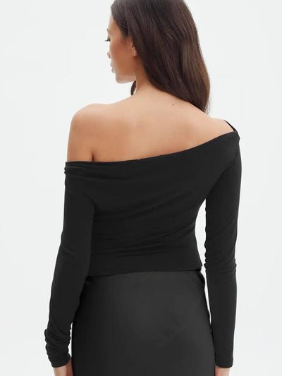 Damen Off-Shoulder Langarm T-Shirt Jersey