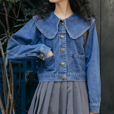 Amanda® | Damen-Jeansjacke mit Peter-Pan-Kragen