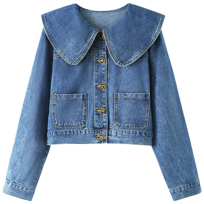 Amanda® | Damen-Jeansjacke mit Peter-Pan-Kragen