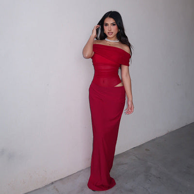 Bella | Langes Kleid aus Spitze Asymmetrisch