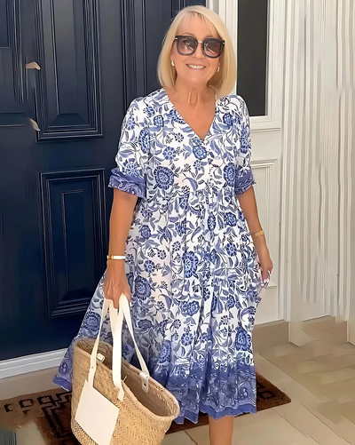 JOANNA - BOHO BLUMENKLEID MIT BUNDDECKUNG