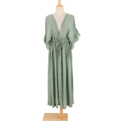 Doreen – Langer Damenrock Mit Knopf Und Taillenkordel