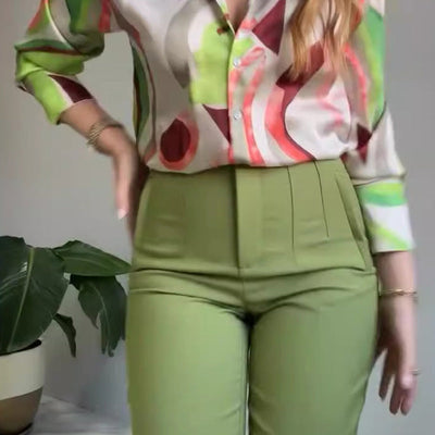 Bedrucktes Damen Hosenanzug Set