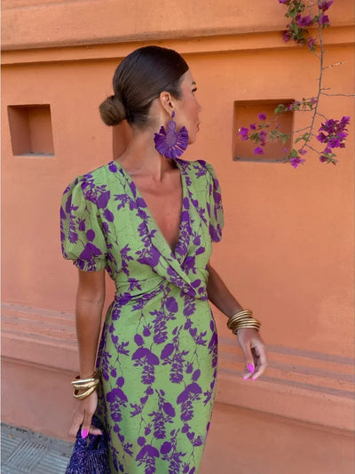 Ilona | Vintage Twist-Print Midi-Kleid