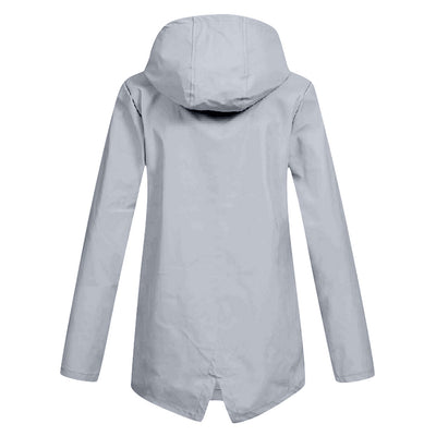 Francine - eleganter langer regenmantel mit kapuze für damen