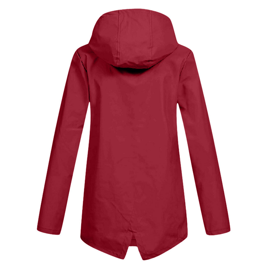 Francine - eleganter langer regenmantel mit kapuze für damen