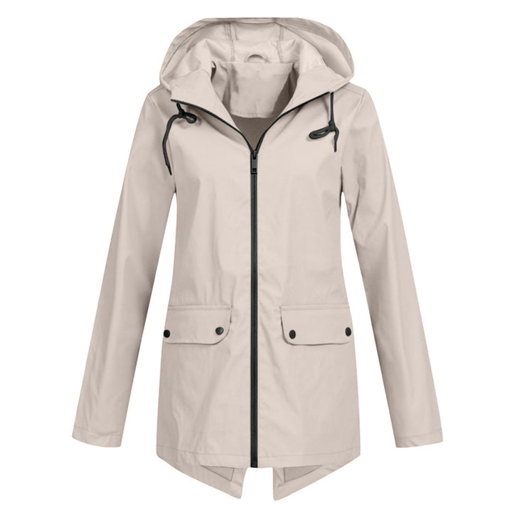 Francine - eleganter langer regenmantel mit kapuze für damen