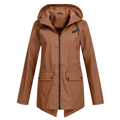 Francine - eleganter langer regenmantel mit kapuze für damen