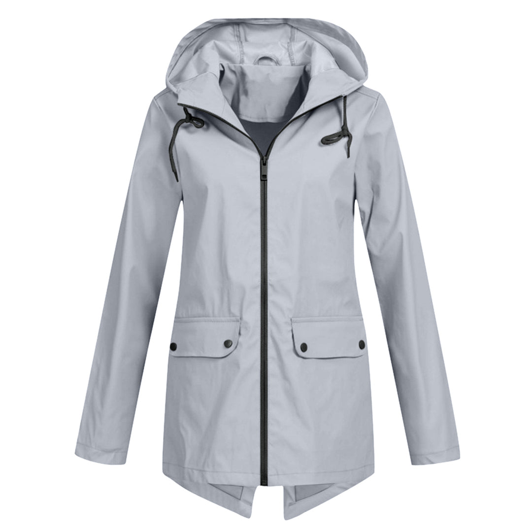 Francine - eleganter langer regenmantel mit kapuze für damen