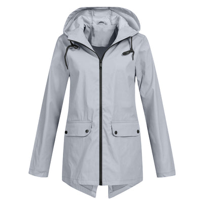Francine - eleganter langer regenmantel mit kapuze für damen