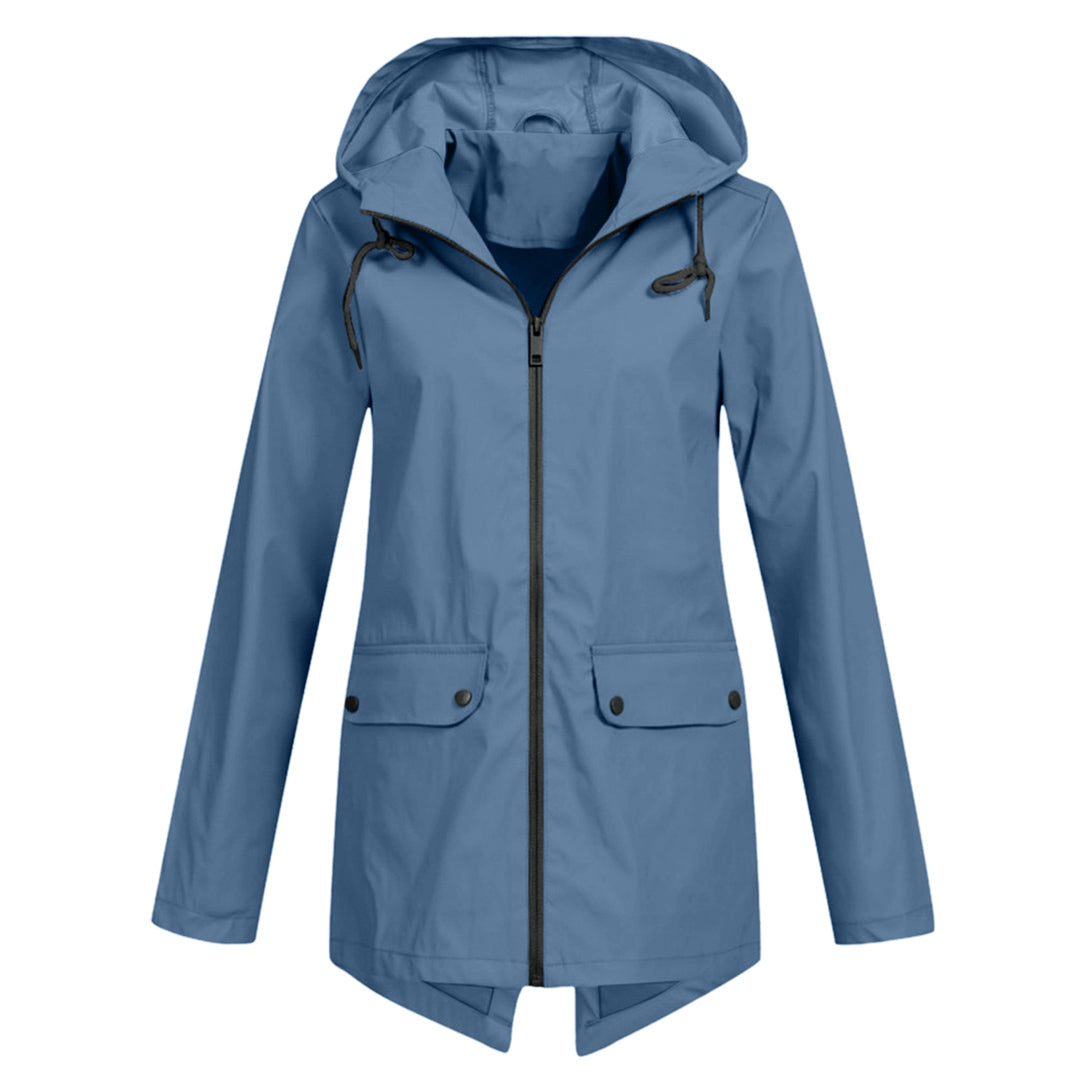 Francine - eleganter langer regenmantel mit kapuze für damen
