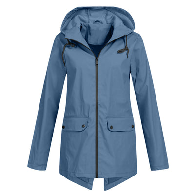 Francine - eleganter langer regenmantel mit kapuze für damen