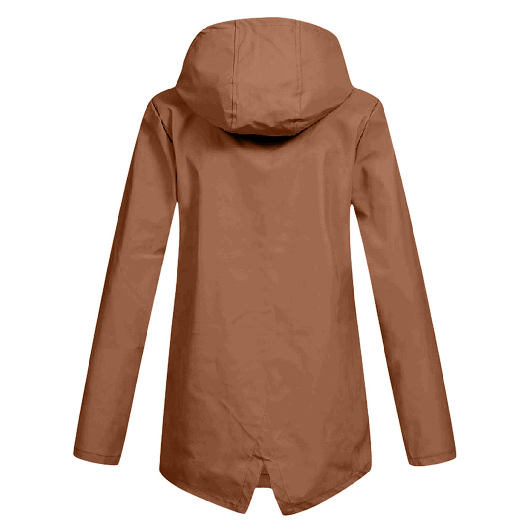 Francine - eleganter langer regenmantel mit kapuze für damen