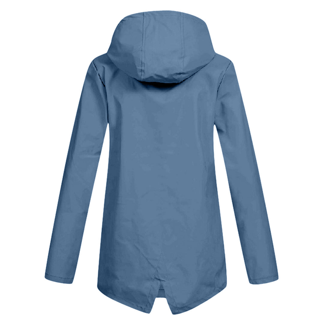 Francine - eleganter langer regenmantel mit kapuze für damen